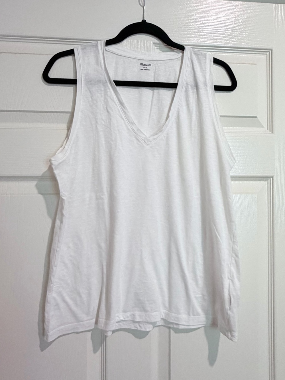 Madewell White V-Neck Cotton Tank Top